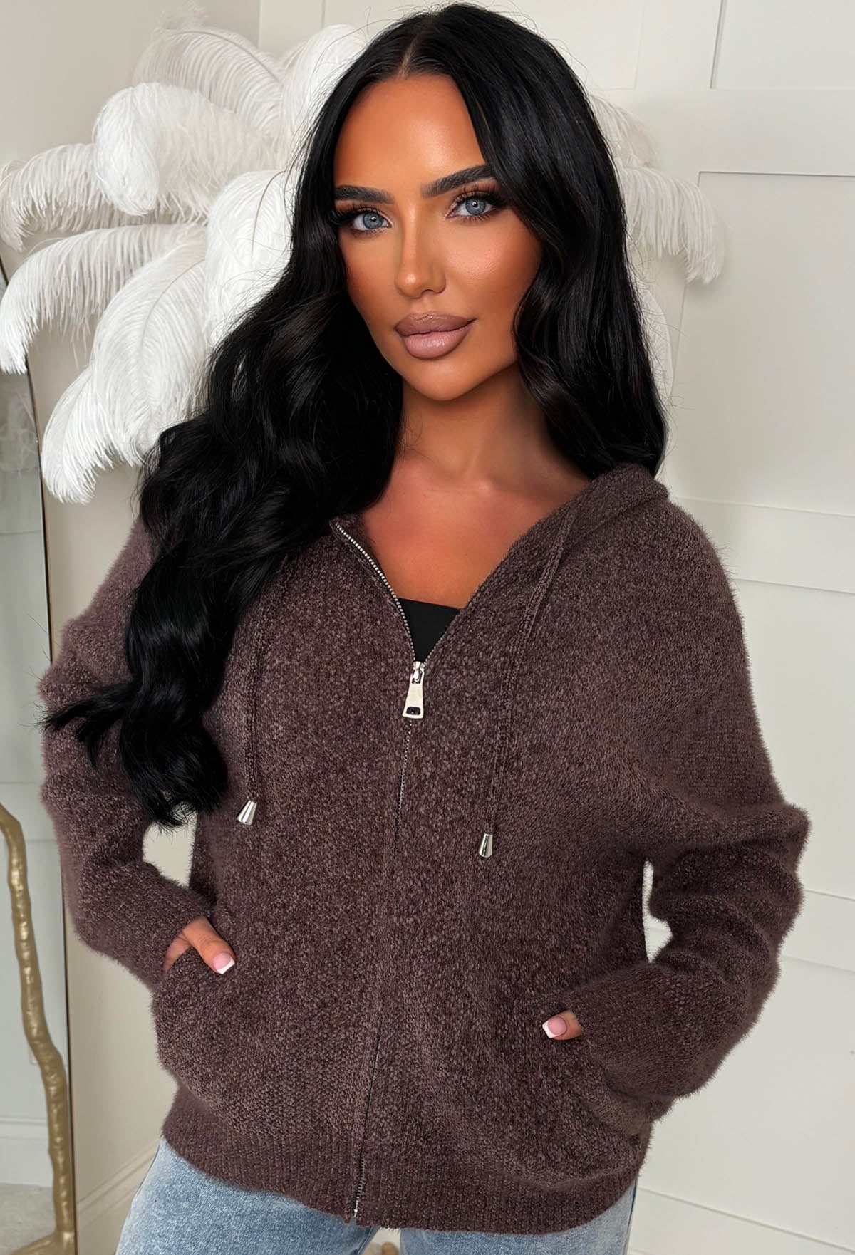 Perfect Everyday Brown Soft Touch Hooded Zip Up Jumper