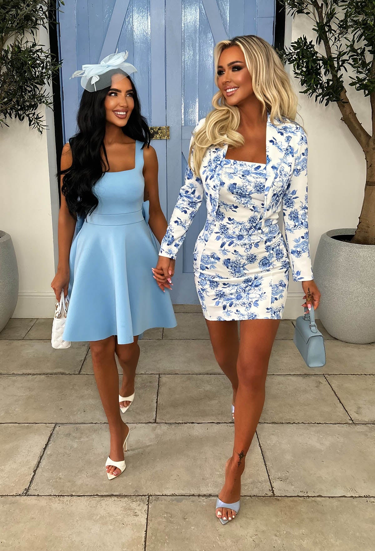 Petal Temptation Blue Strapless Floral Print Dress