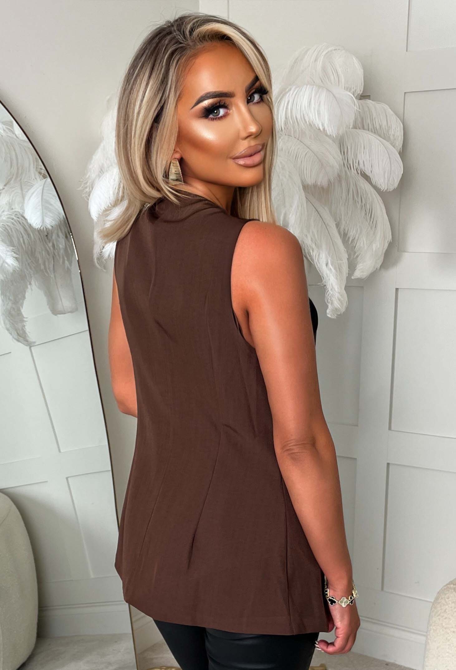 Power Moves Brown Gold Button Waistcoat