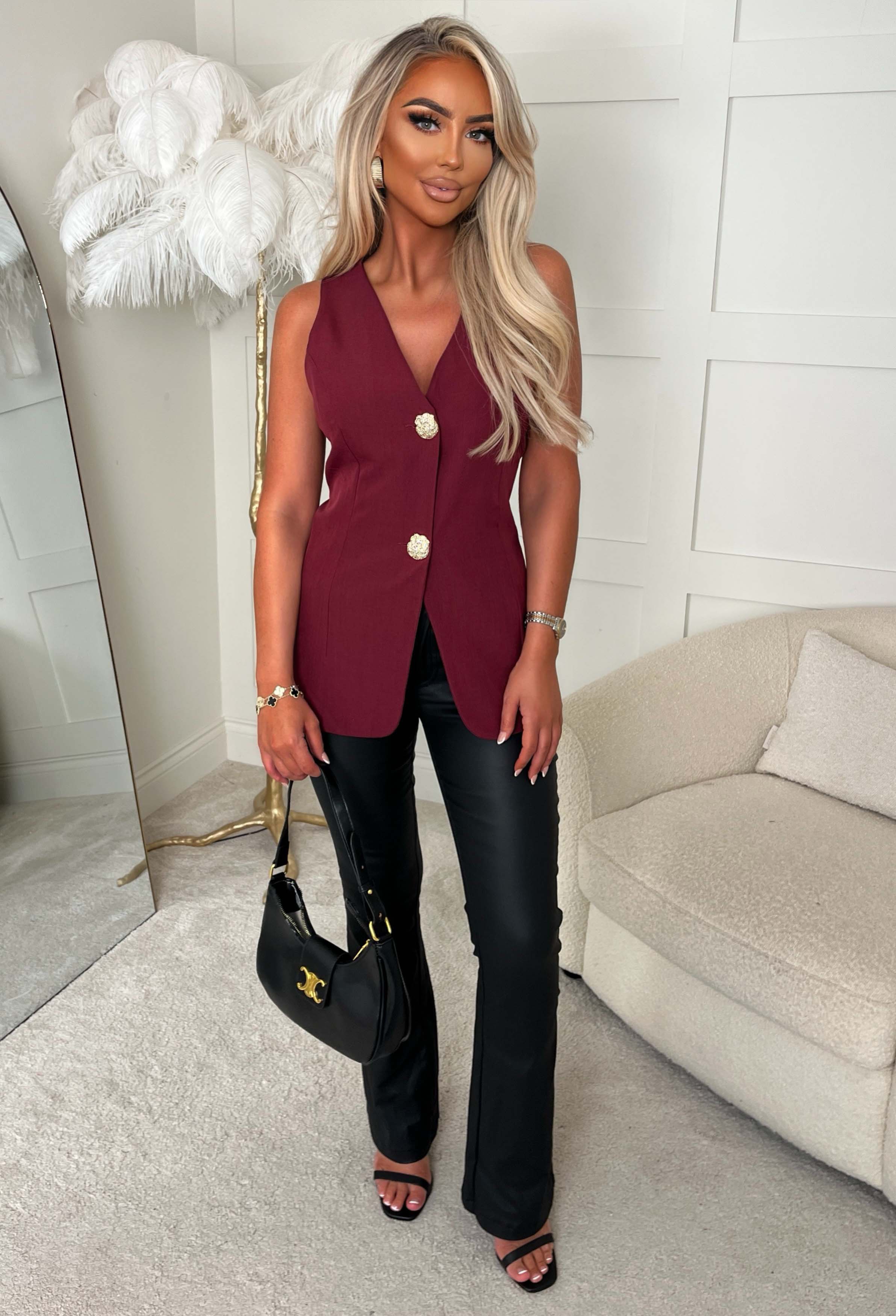 Power Moves Burgundy Gold Button Waistcoat