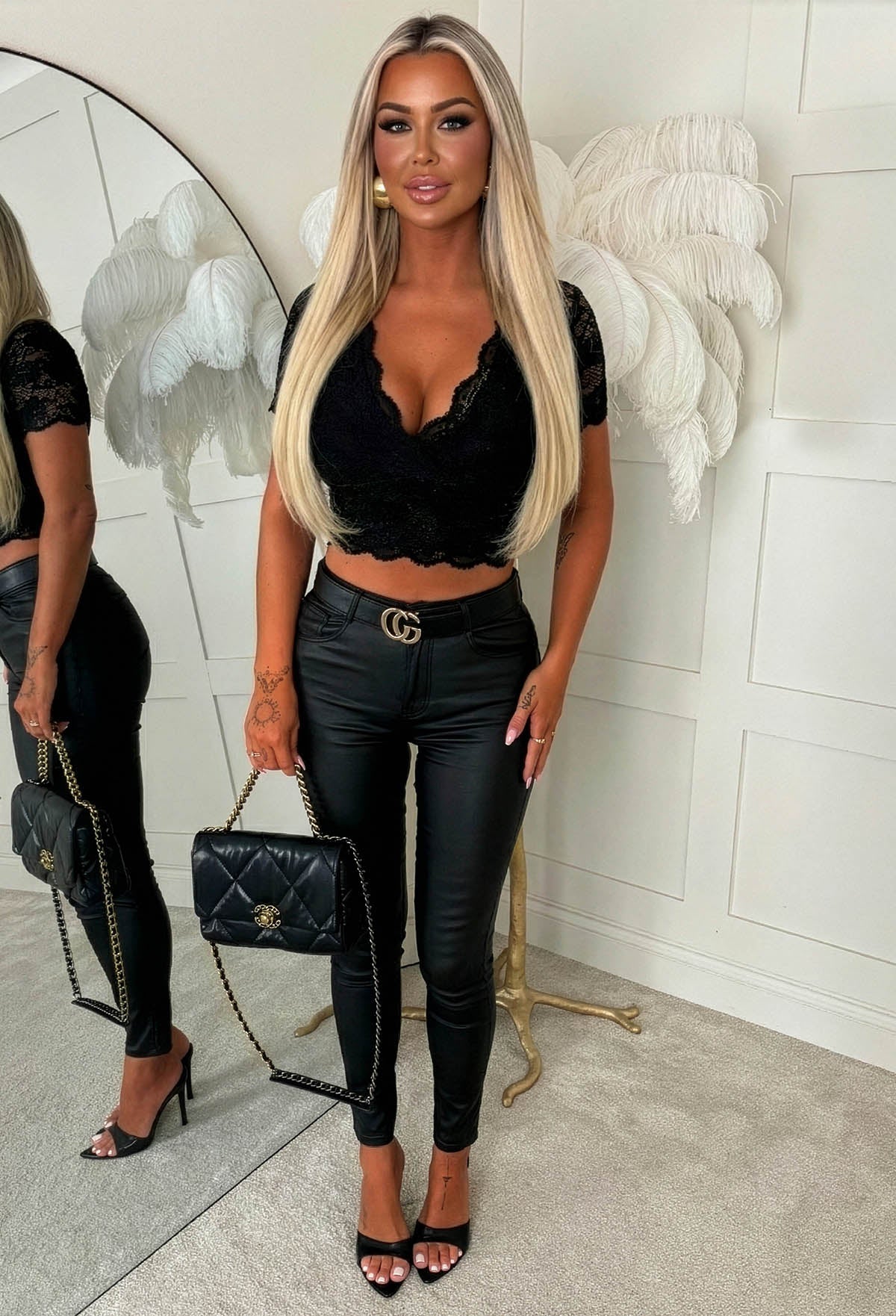Pretty Problem Black Lace Scalloped Short Sleeved Crop Top