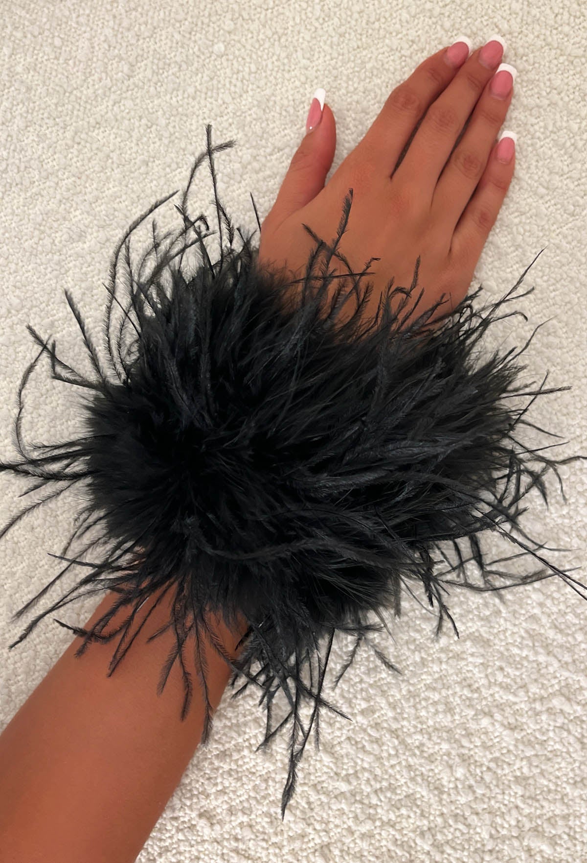 Queen Of Extra Black Ostrich Feather Cuffs