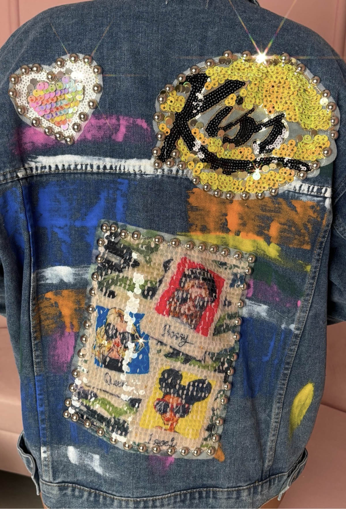 Rainbow's End Mid Wash Graffiti Oversized Denim Jacket