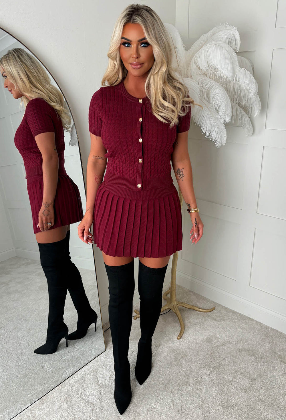 Berenice Pleated Burgundy Skirt main image 1