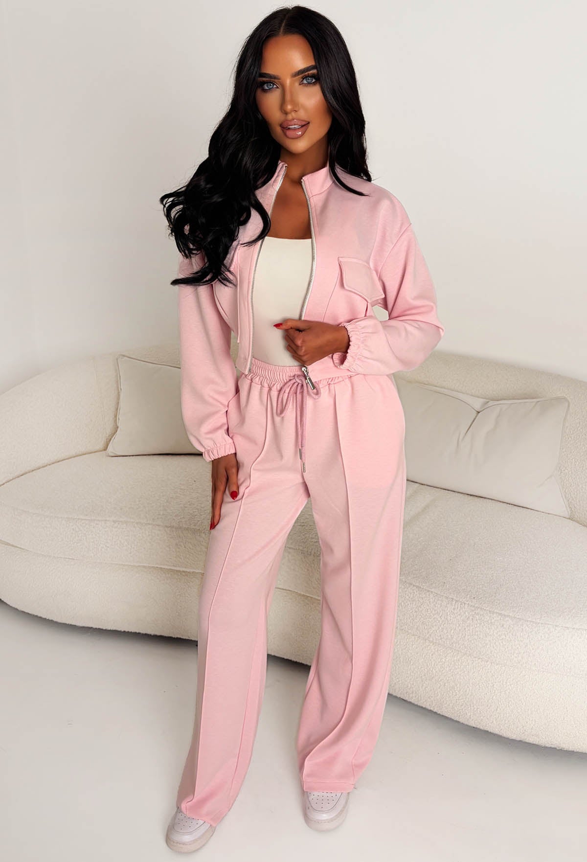 Rest Mode Pink Zip Up Pocket Lounge Co-Ord Set