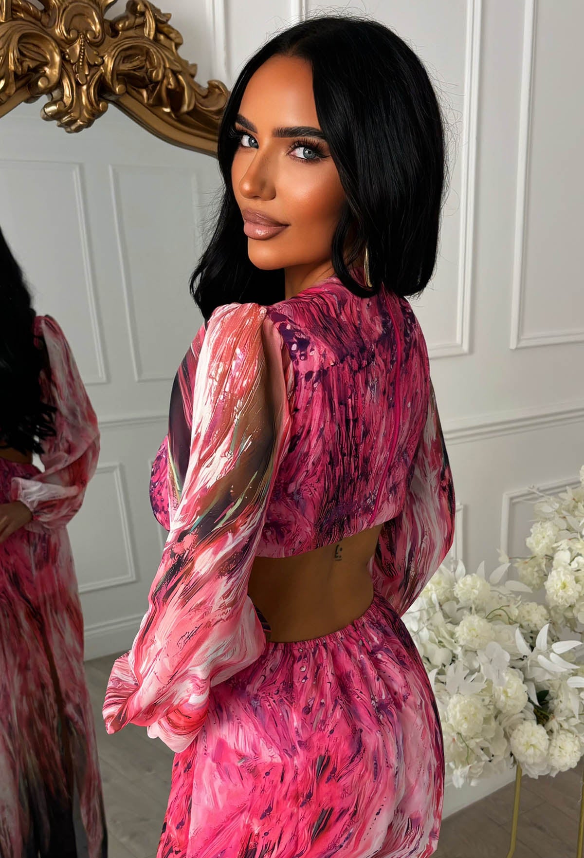 Riviera Nights Pink Ring Front Cut Out Jewel Jumpsuit