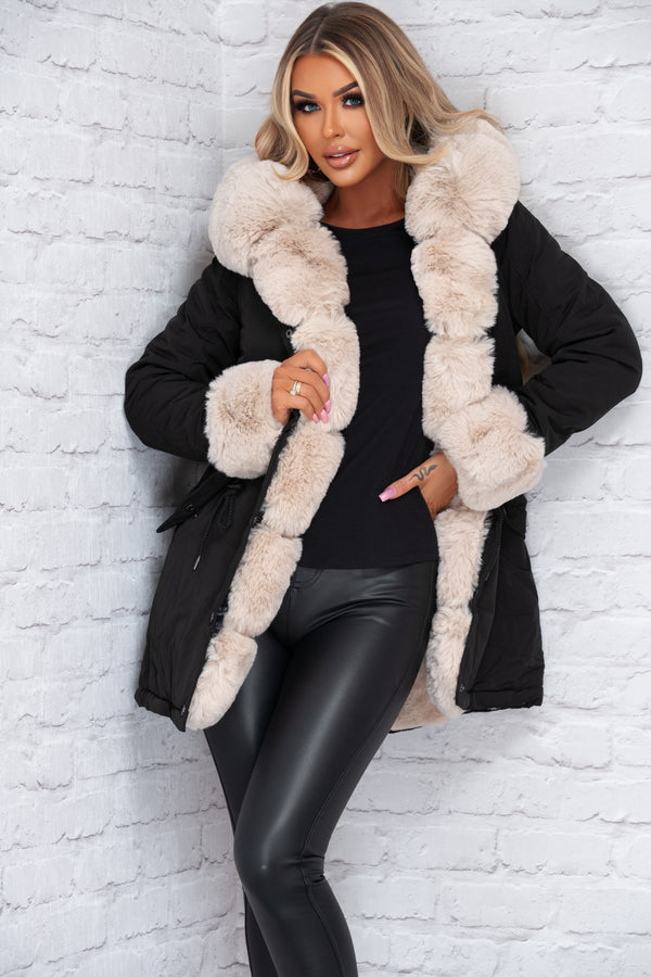 Chocolate Parka with Pink Fur
