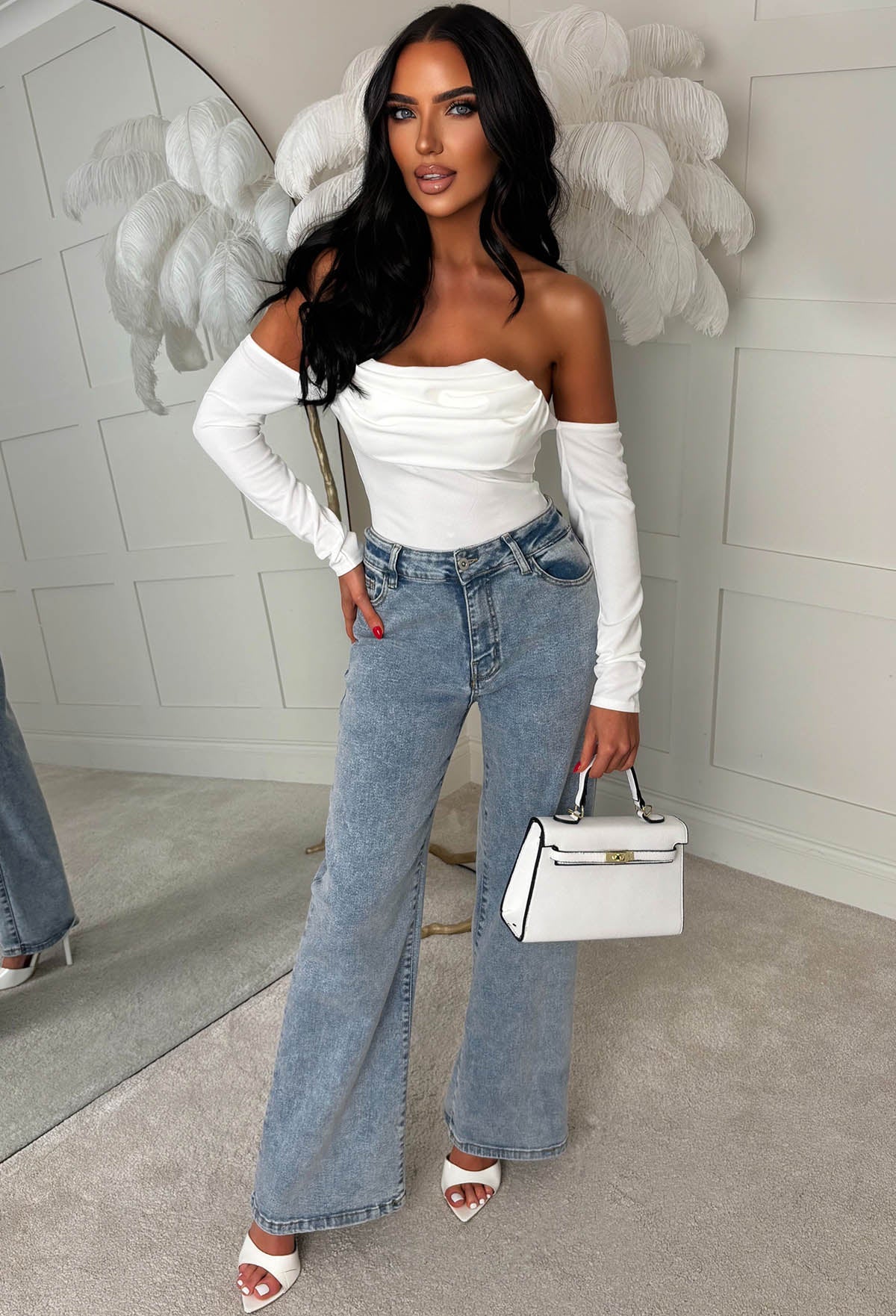 Sassy Sweetie White Scuba Crepe Bandeau Bodysuit