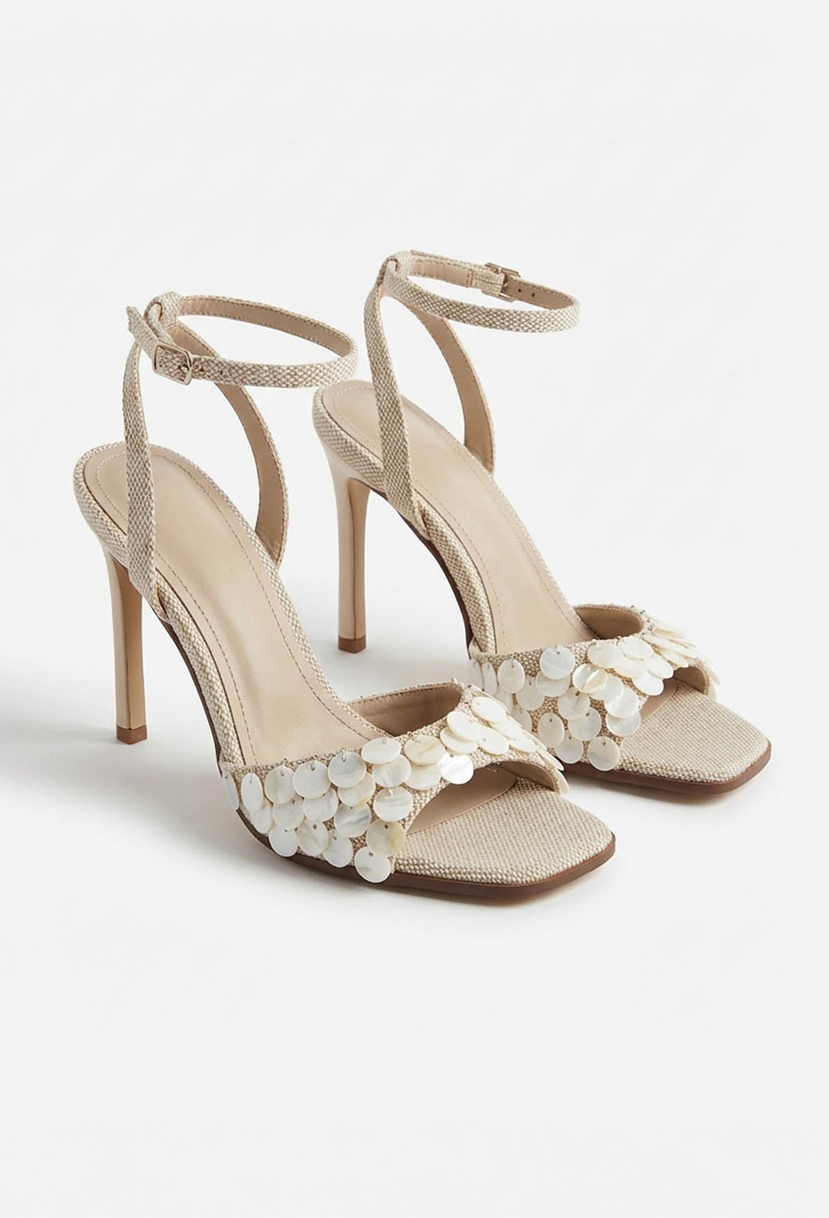 Seashell Sunset Cream Pearlised Stiletto Strap Heels