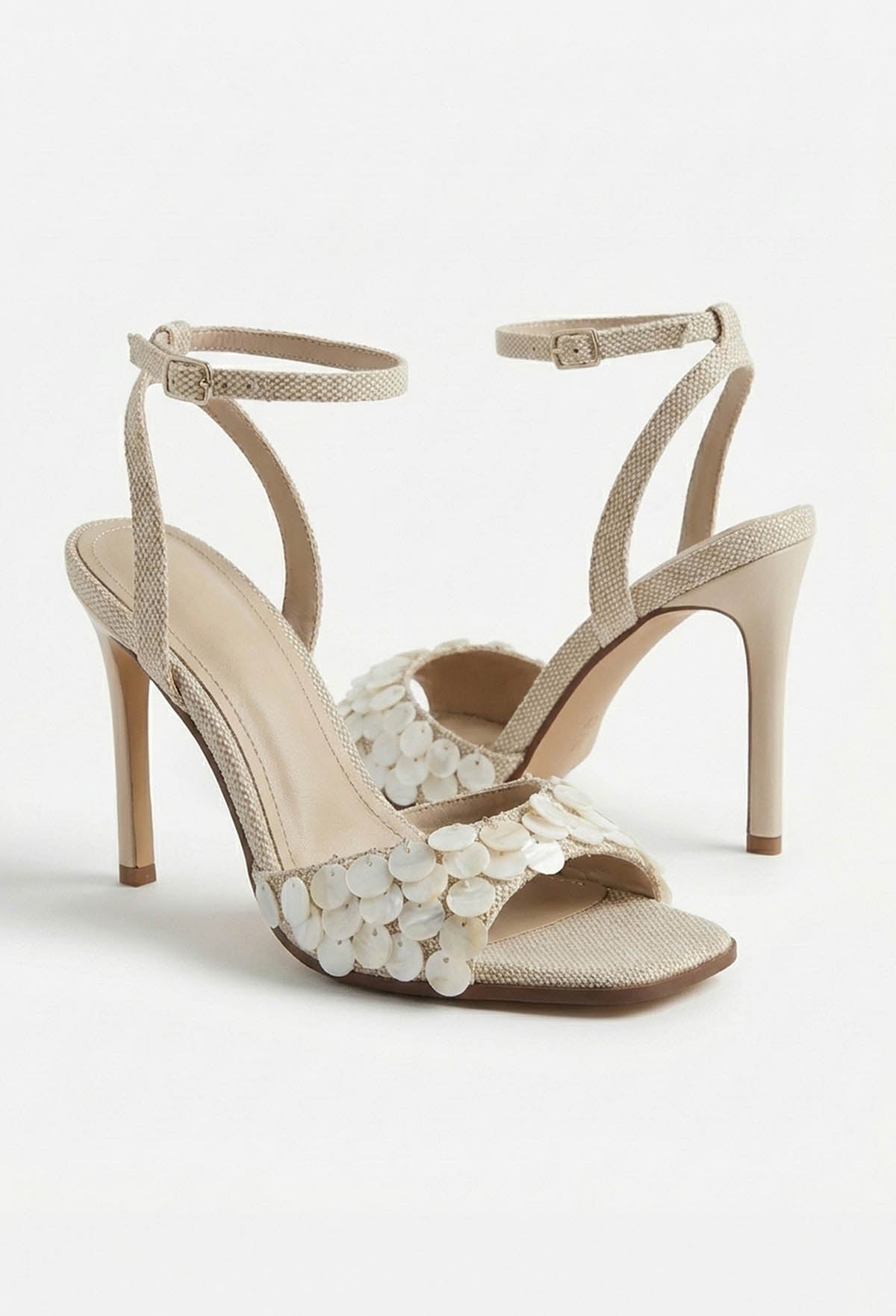 Seashell Sunset Cream Pearlised Stiletto Strap Heels