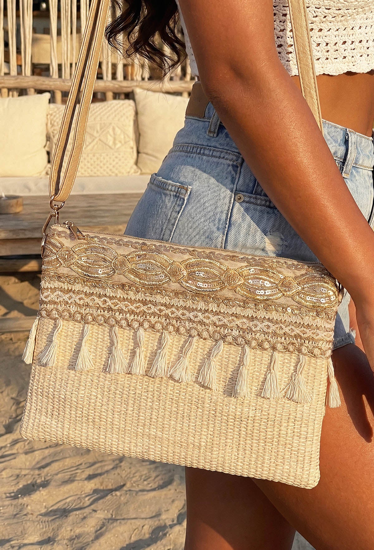 Natural Linen Clutch Bag