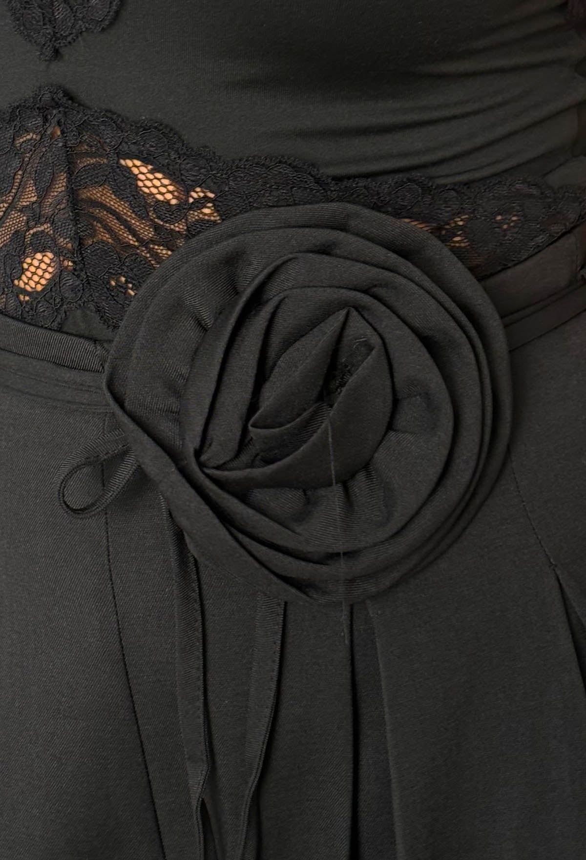 She's Blushing Black Corsage Detail Trousers