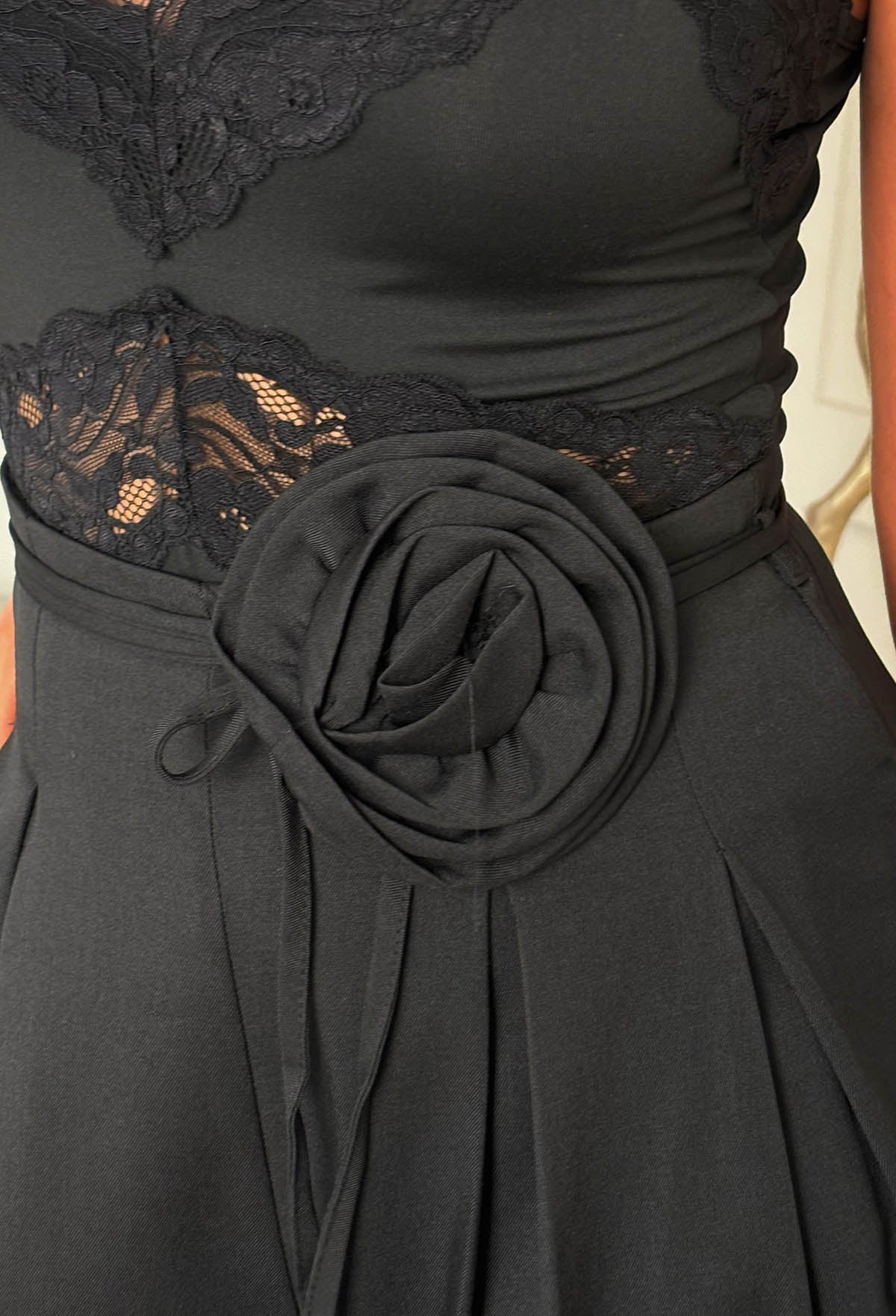 She's Blushing Black Corsage Detail Trousers