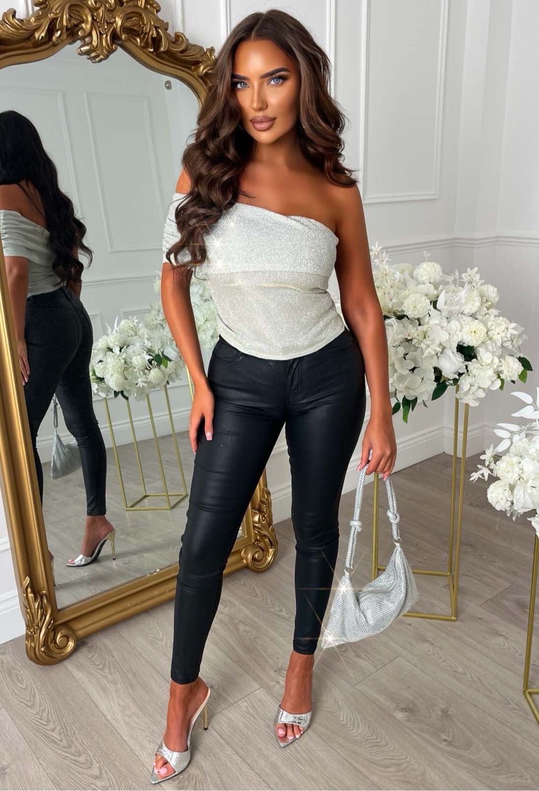 Shimmer Muse Gold Lurex Ruched Top