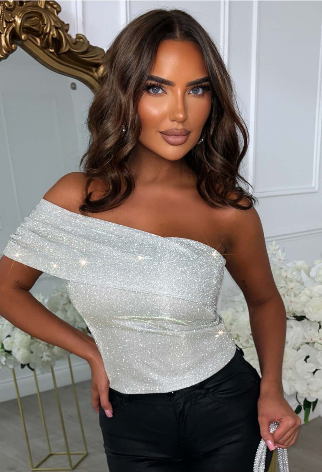 Shimmer Muse Gold Lurex Ruched Top