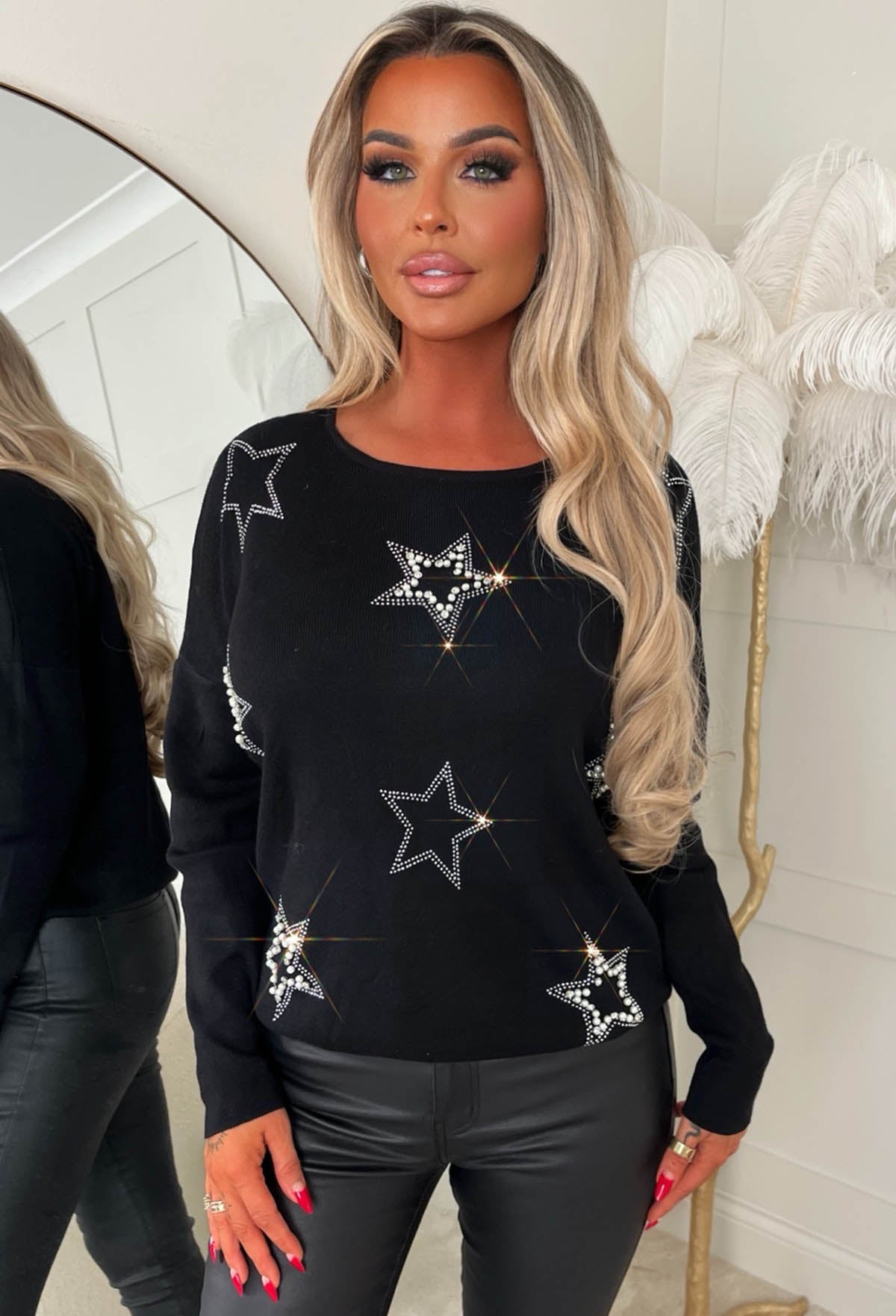 Shine Brightly Black Pearl Star Knitted Jumper