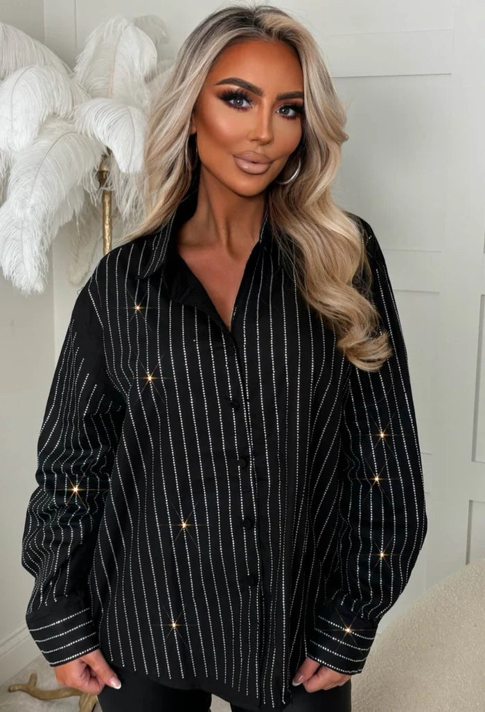 Shine On Me Black Diamante Shirt