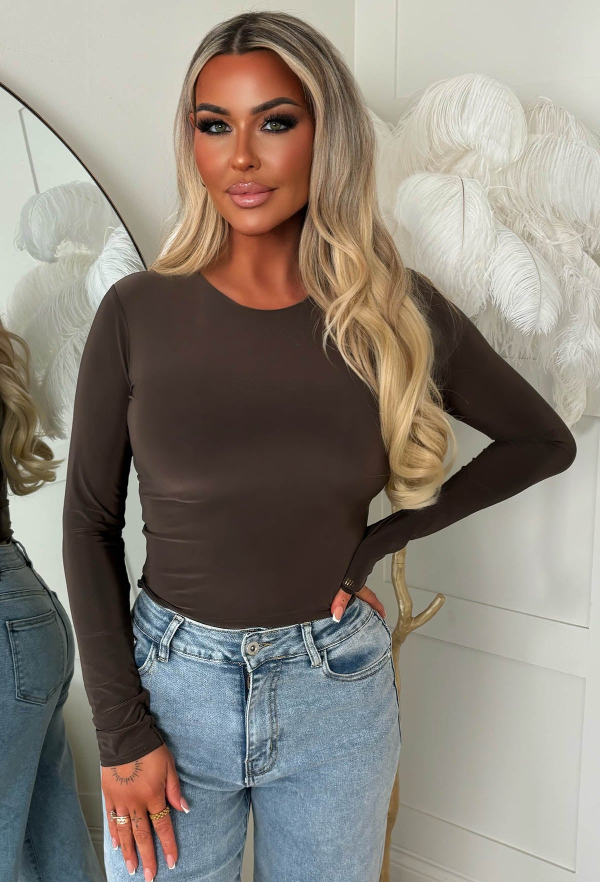 Sleek Aura Chocolate Brown Long Sleeve Top