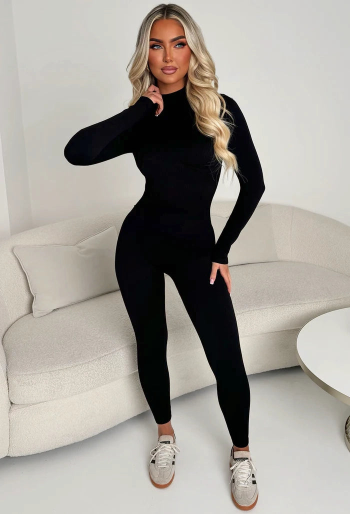 Sleek Line Black Unitard