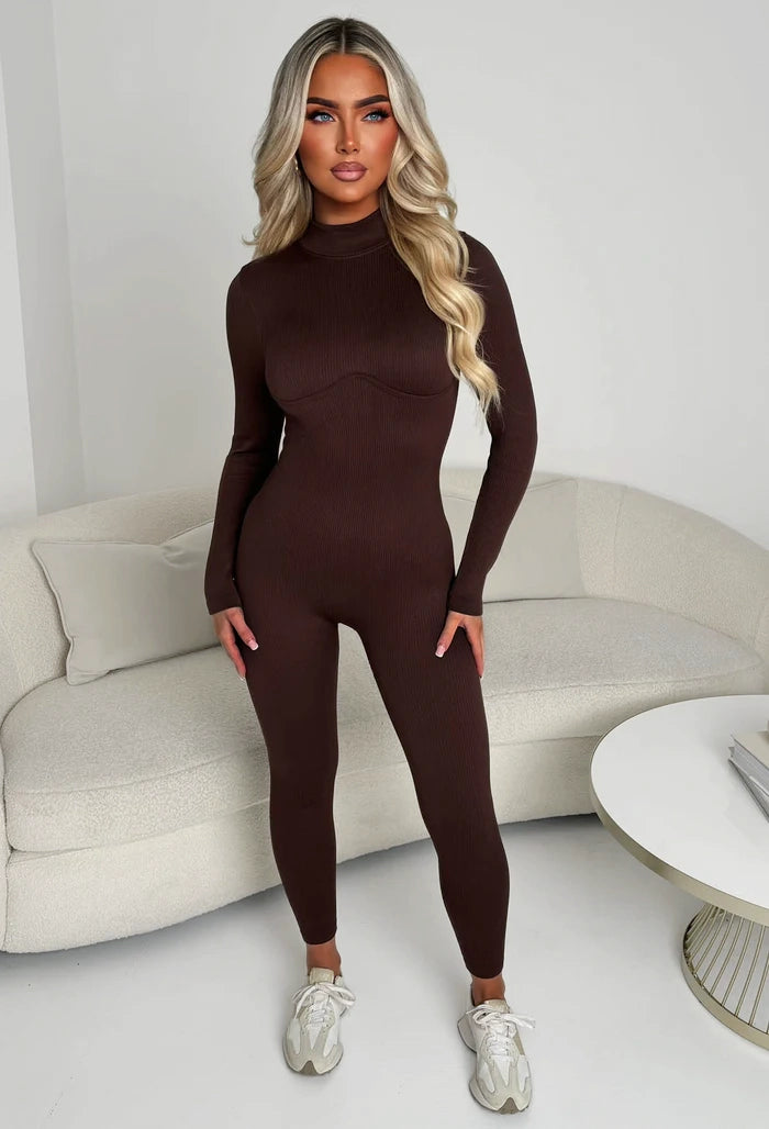 Sleek Line Brown Unitard