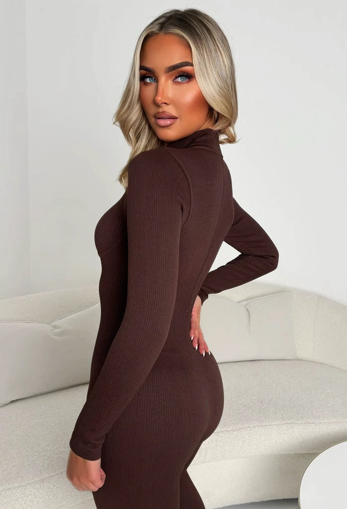 Sleek Line Brown Unitard