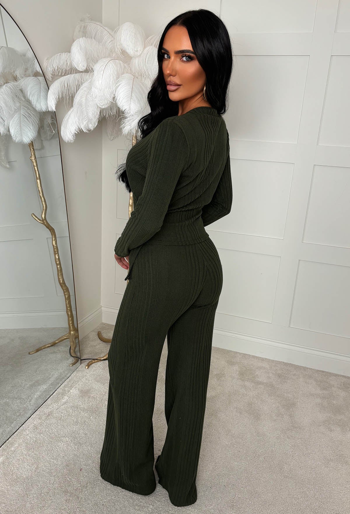Snug Bug Khaki Ribbed Loungewear Trousers