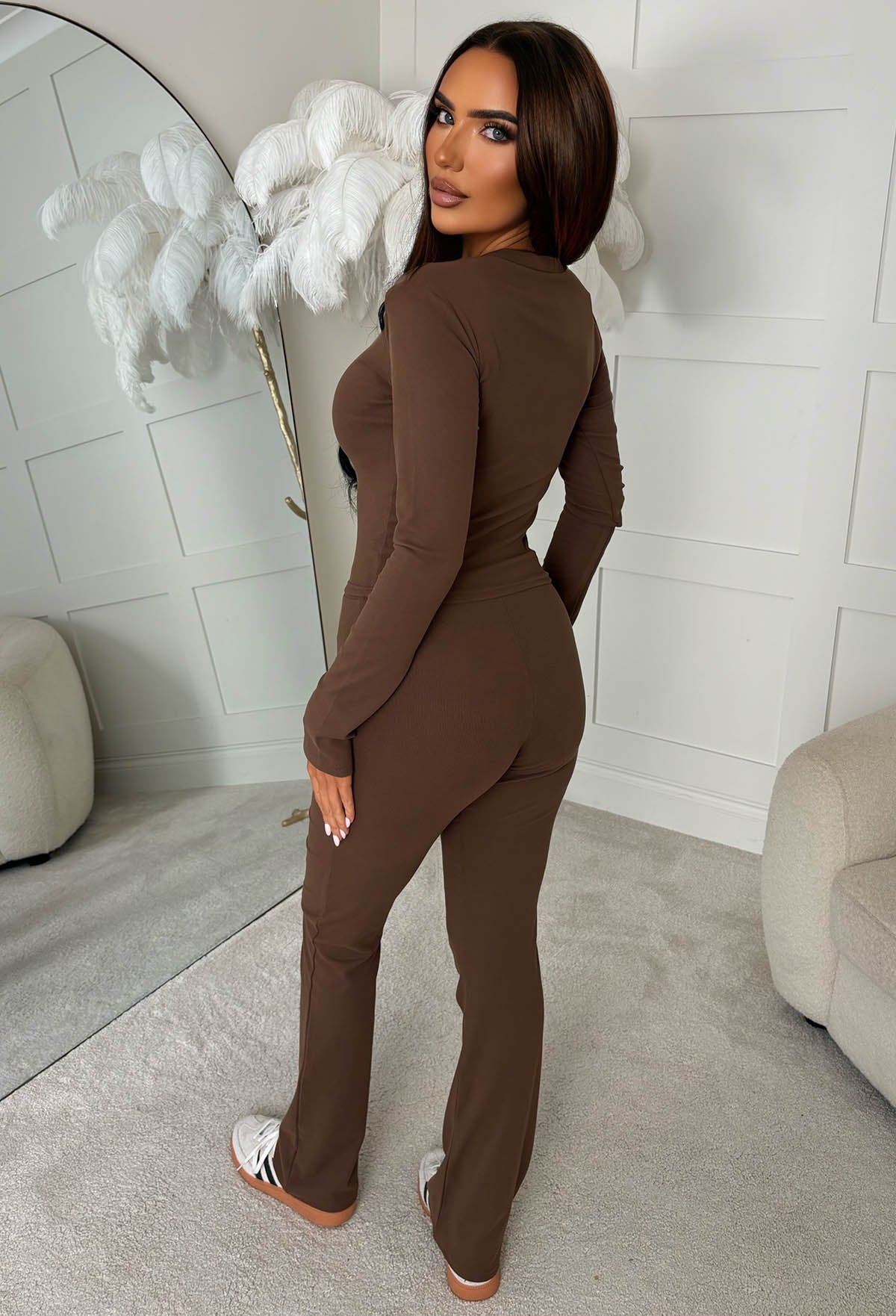 Snug Mode Chocolate Brown Soft Top & Trouser Basic Lounge Co-Ord Set