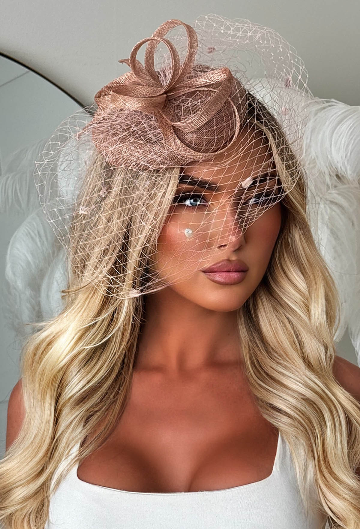 Soft Glam Pink Mesh Fascinator