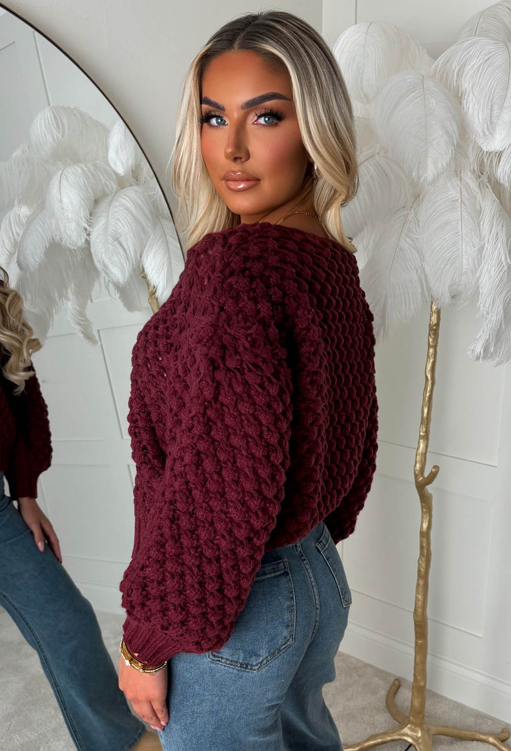 Ladies Sophia Sweater Cardigan: Light Oat
