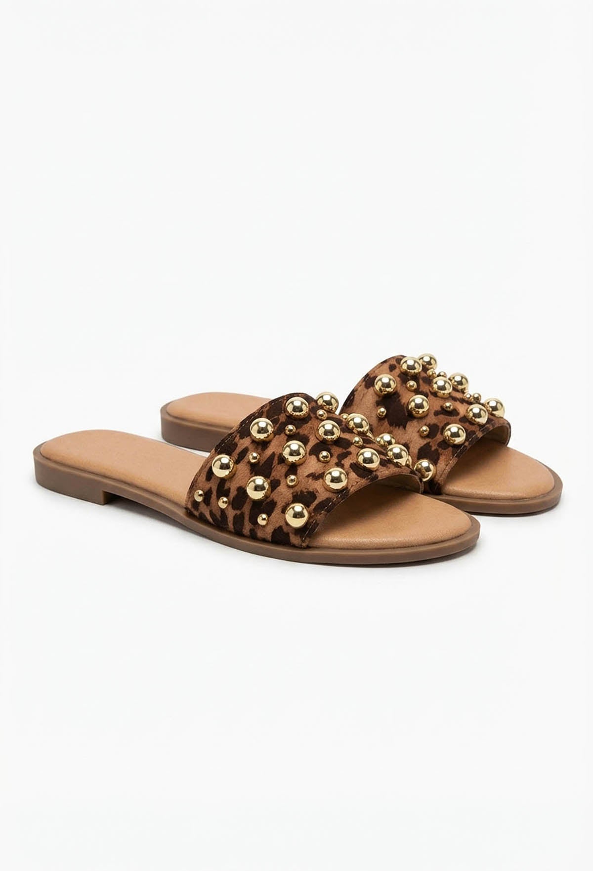 Studded Daydream Brown Raffia Studded Sandals
