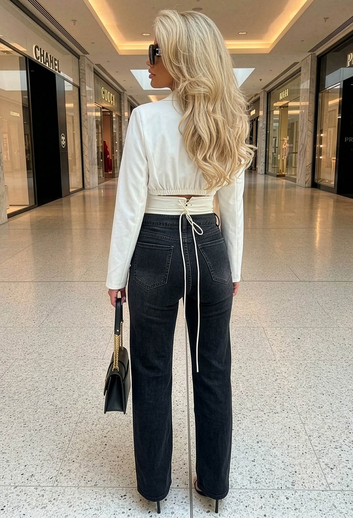 Tailored Tease White Cropped Corset Style Blazer Top