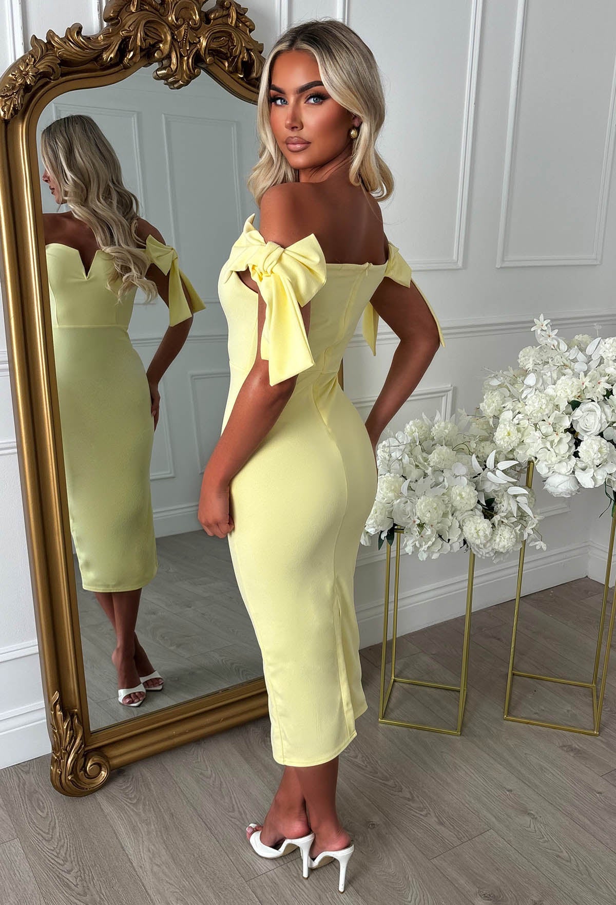 Tied With A Kiss Lemon Midi Dress With Side Bow