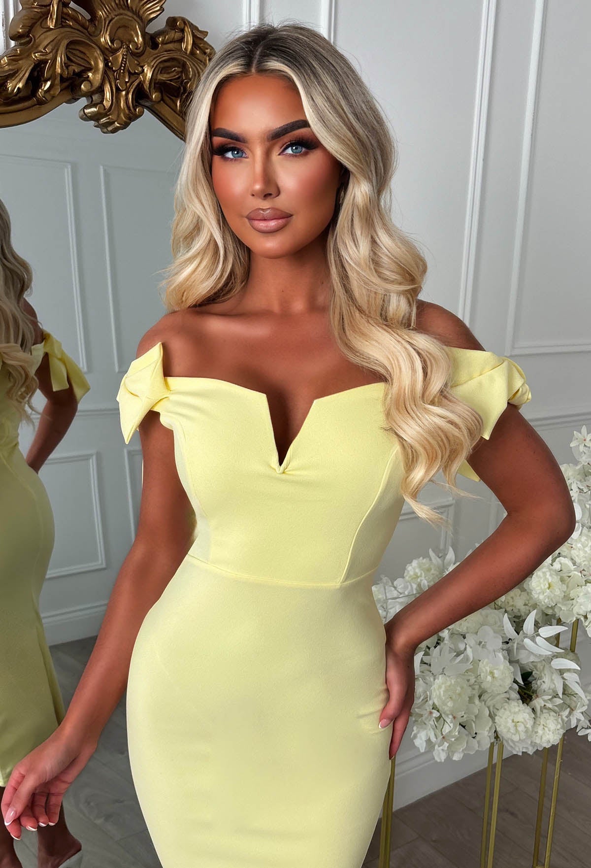 Tied With A Kiss Lemon Midi Dress With Side Bow