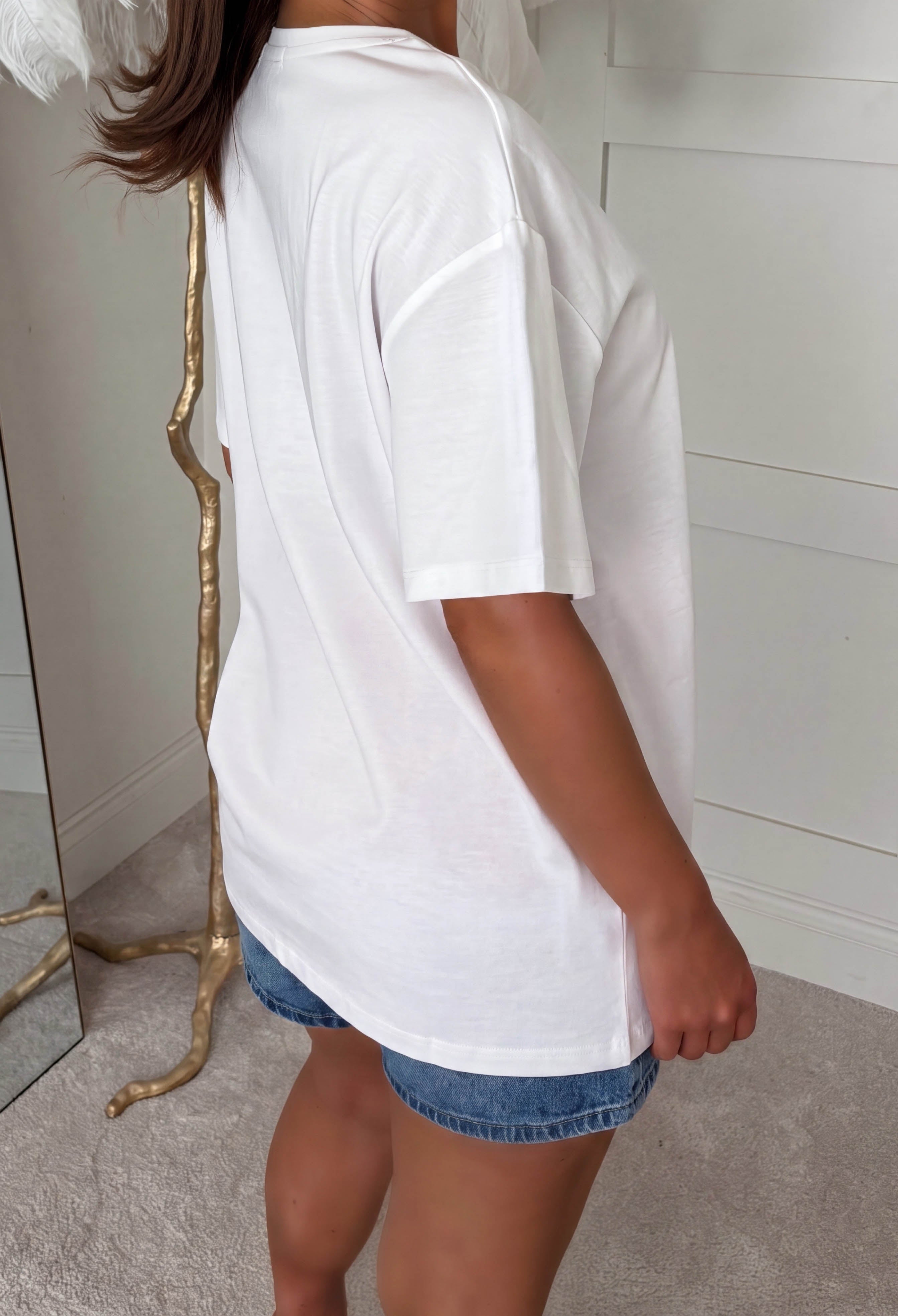 Tied With Love White Crochet Bow T-shirt