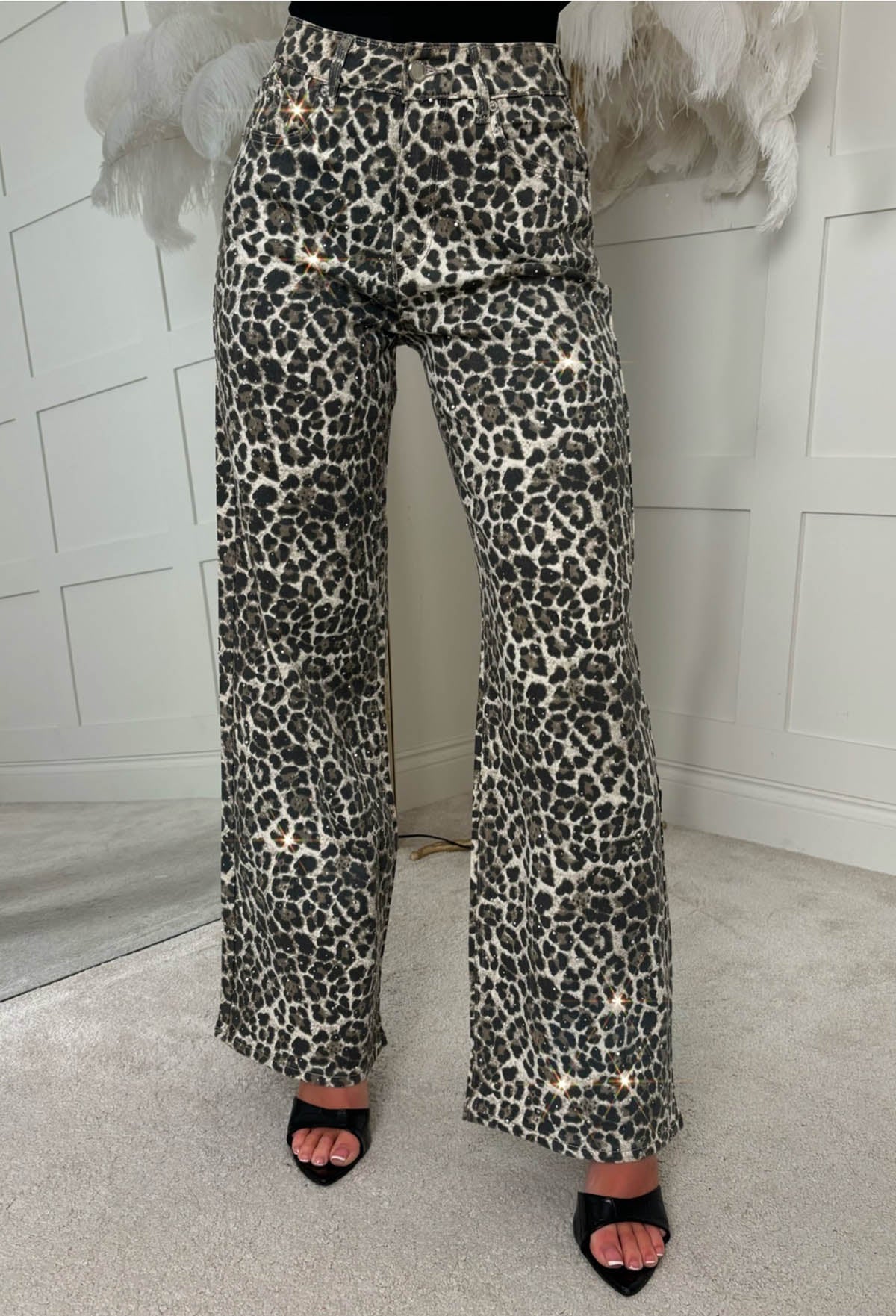 Today We Slay Leopard Stretch Leopard Printed Hot Fix Jeans
