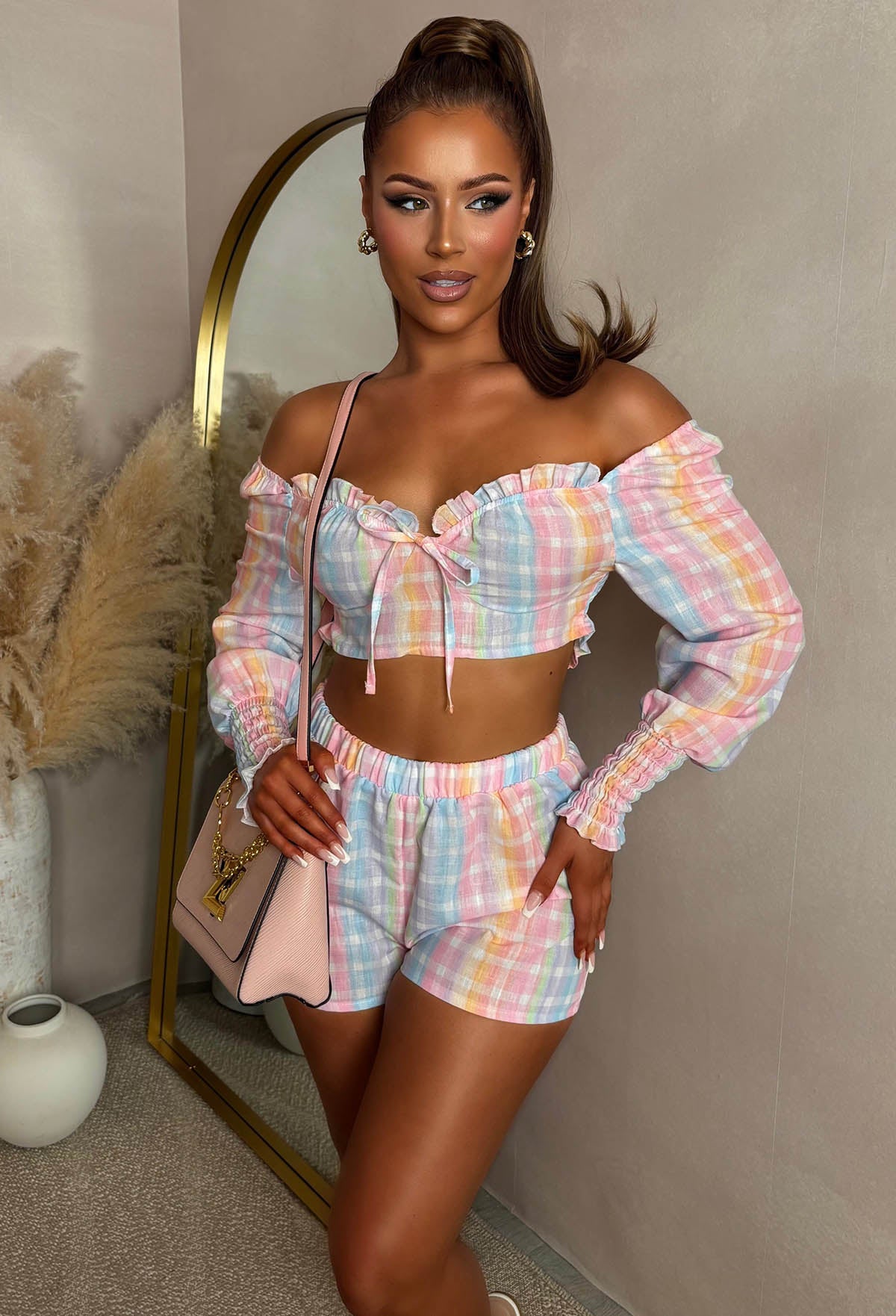 Tropical Getaway Light Pink Printed Shorts Co-Ord Outfit Set
