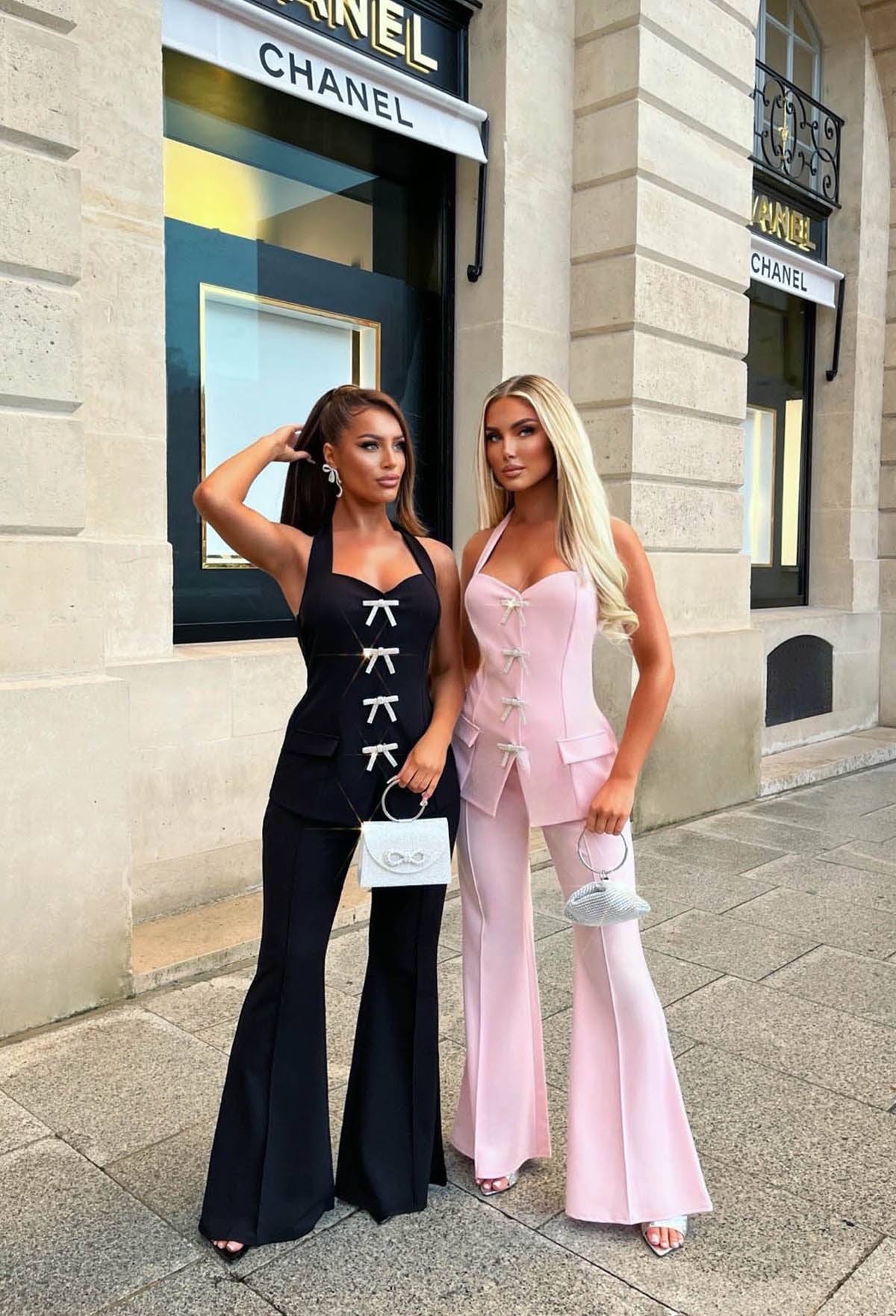 True Whisper Pink High Waisted Flared Trousers