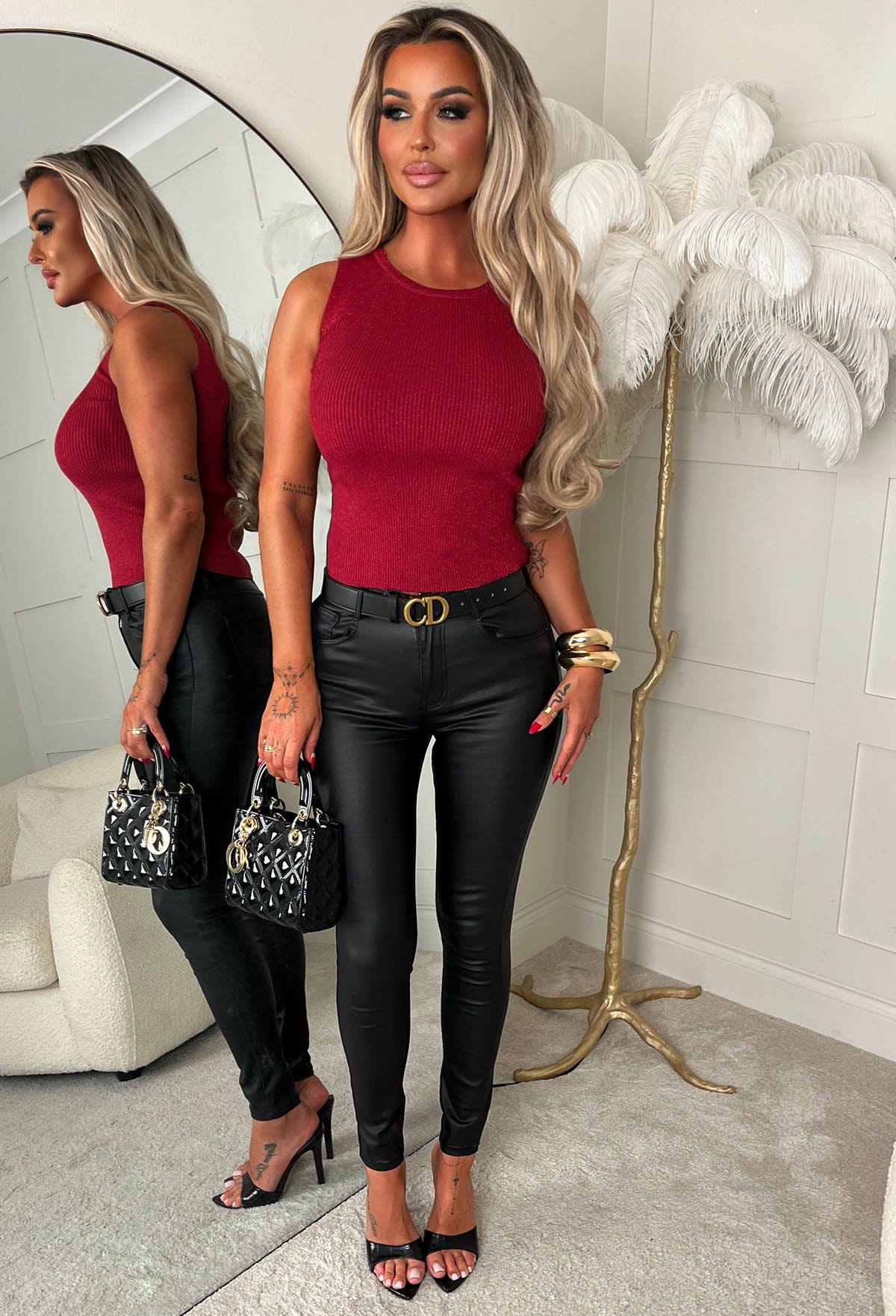 Ultimately Divine Burgundy Lurex Knitted Top