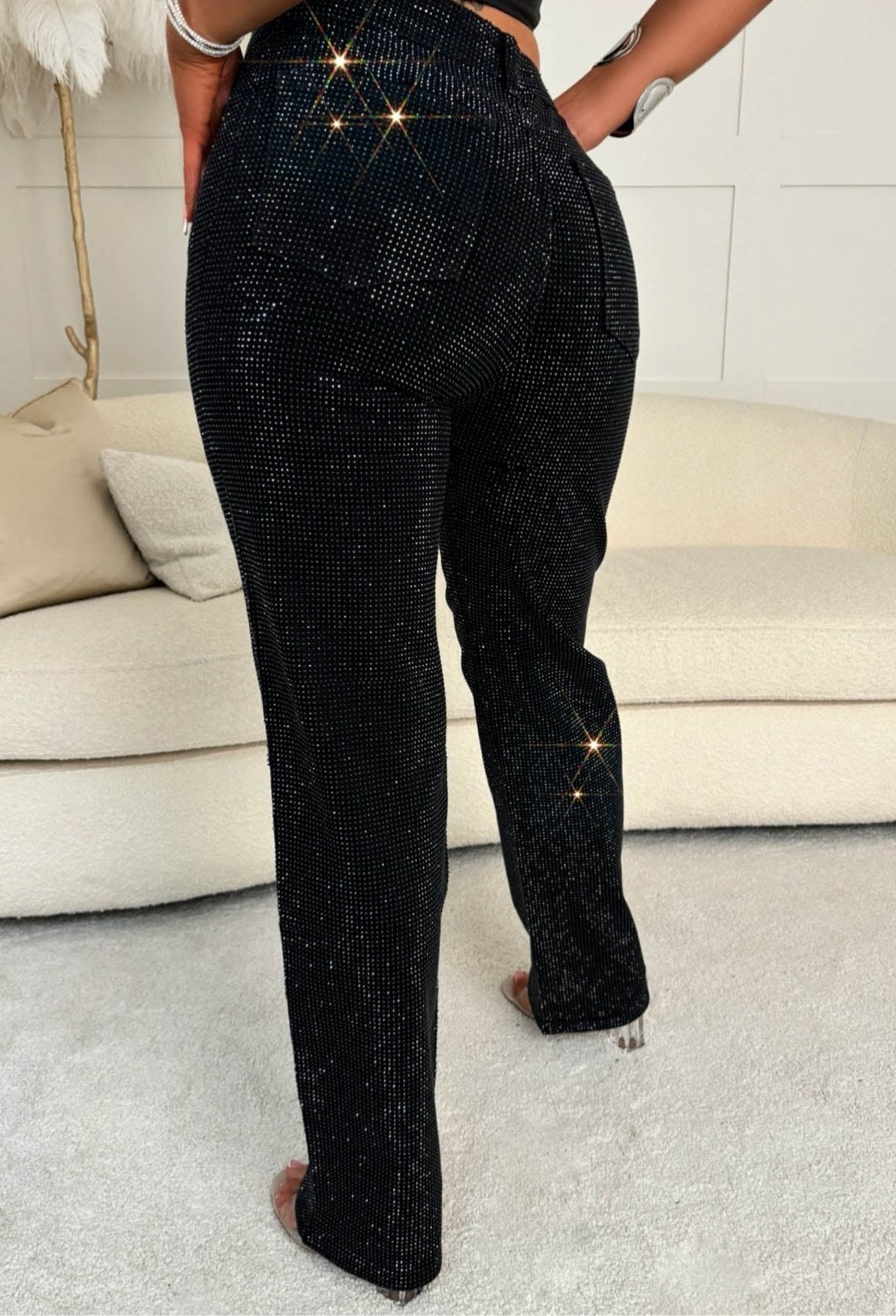 Ultimately Yours Black Top & Ultimate Sparkle Black Diamante Jeans Set