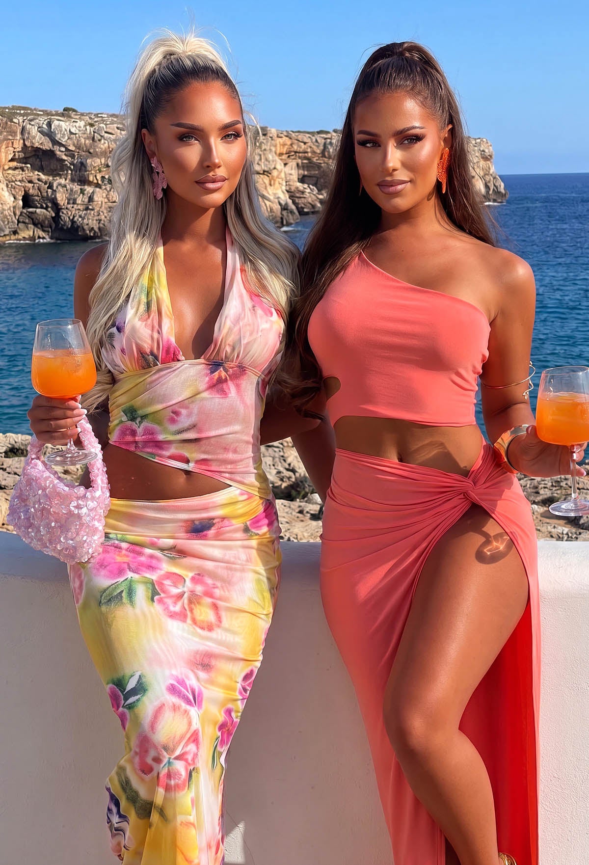 Vacay Paradise Coral Maxi Skirt Co-Ord Set