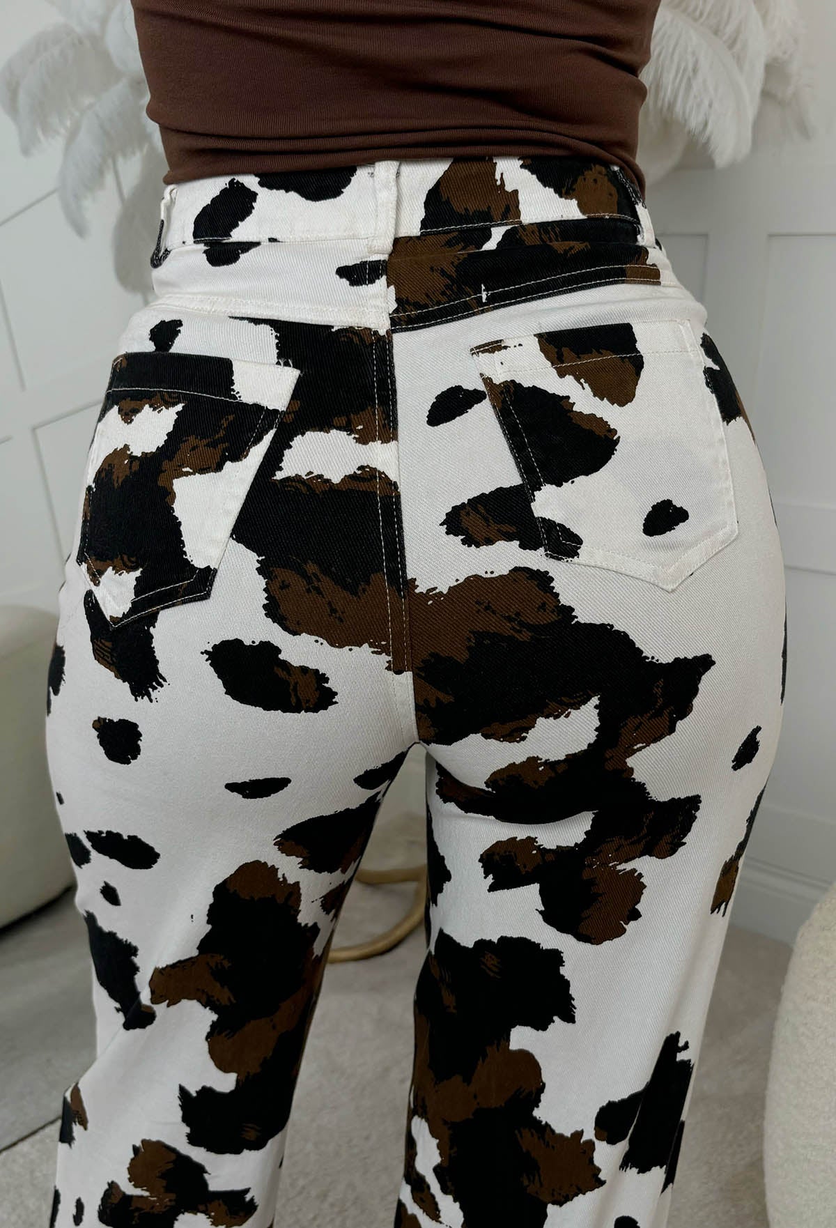 Western Love Brown Cow Print Jeans