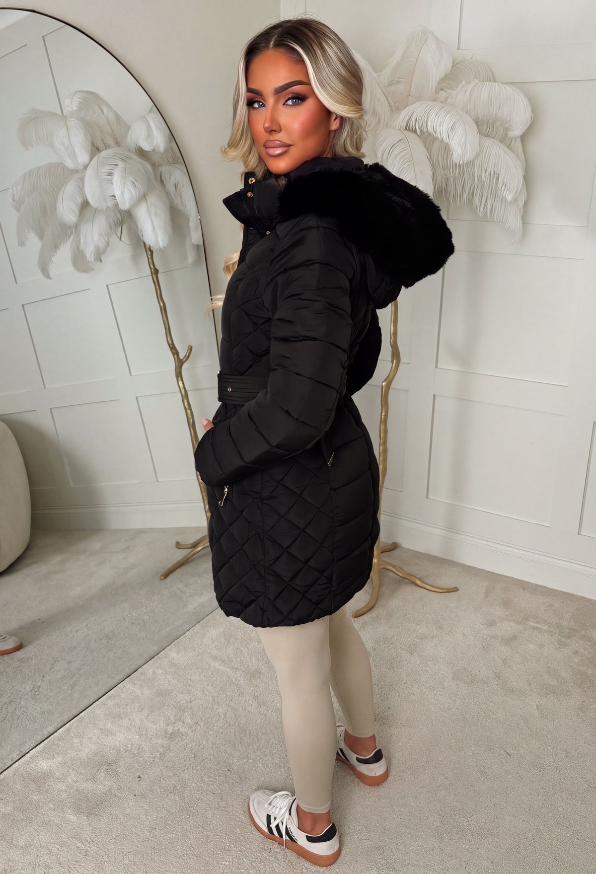 winter-holiday-black-belted-padded-coat-with-removable-faux-fur-hood-2