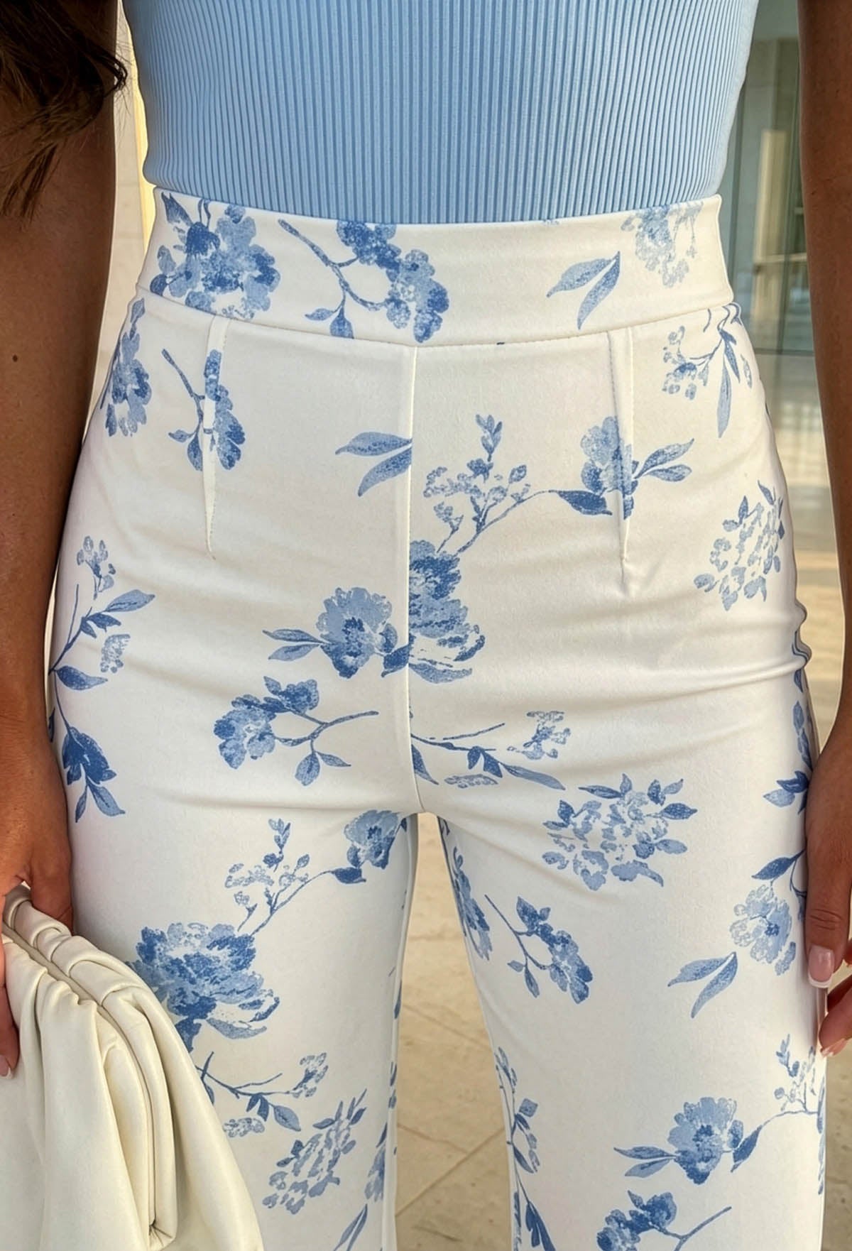 You're Fire White High Waisted Wide Leg Floral Print Trousers