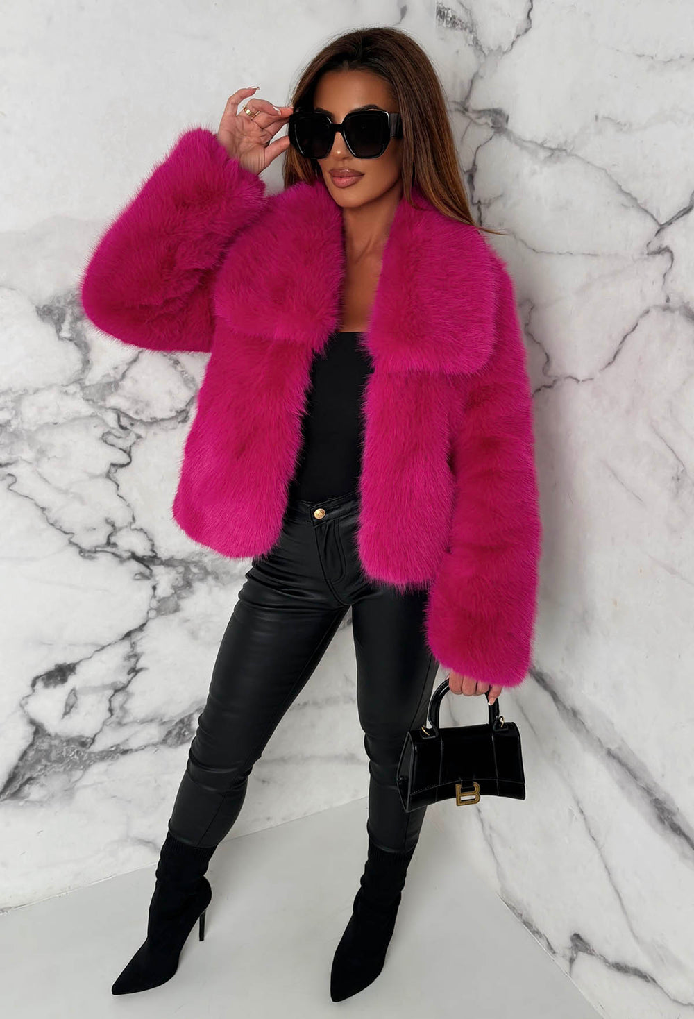 Yours Forever Hot Pink Faux Fur Jacket | Pink Boutique – Pink Boutique UK