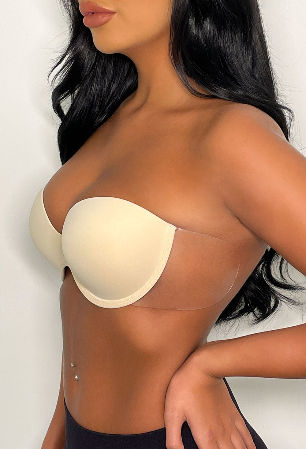 Boost Nude Winged Stick On Strapless Backless Push Up Bra - A