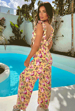 Yellow Floral Jumpsuit with Frills
