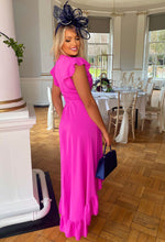 Pink Frilled Dip Hem Maxi Dress