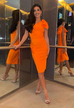 Orange Bandage Midi Dress 