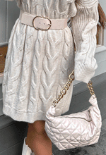 Cream Quilted Chain Shoulder Bag
