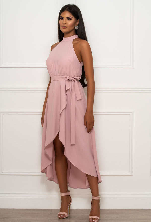 The One You Need Pink Halterneck Skater Dress Pink Boutique Pink